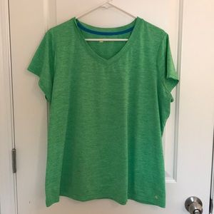 V-neck green workout shirt